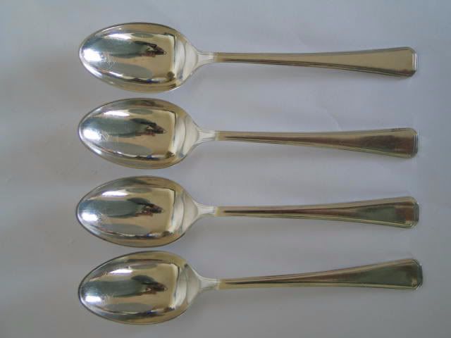 Elkington Silver Plate Dessert Spoons, x4, Salisbury Pattern, 1960s