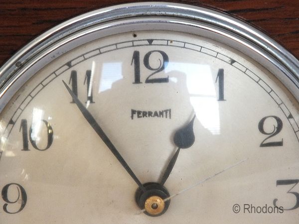 Ferranti Electric Mantel Clock, Oak Cased, Circa 1950s