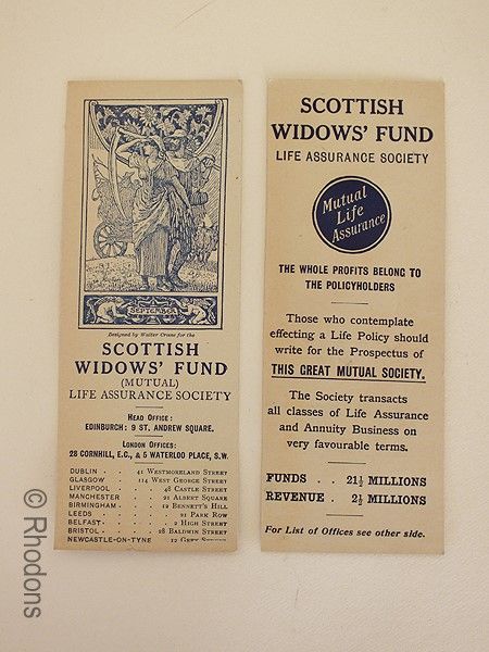 Walter Crane Bookmark, Art Nouveau Advertising, Scottish Widows Fund