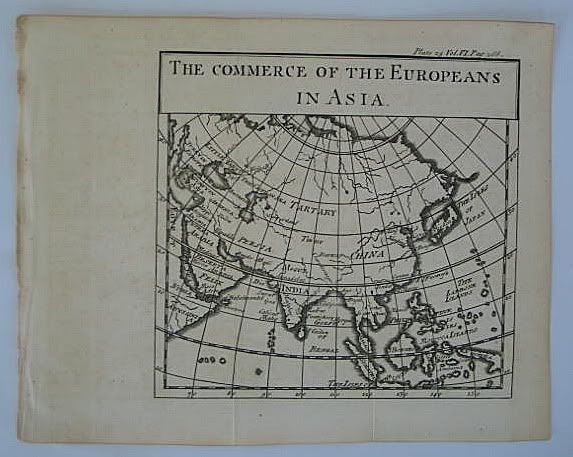 The Commerce of the Europeans In Asia, 18th Century Map Print 