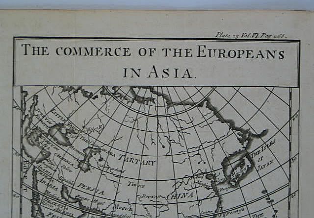The Commerce of the Europeans In Asia, 18th Century Map Print 