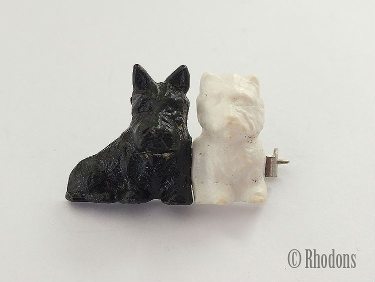 Vintage Scottie Dog Plastic Dogs Pin