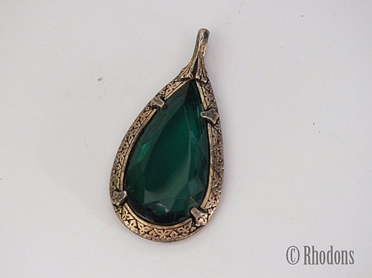 Miracle Necklace Pendant, Emerald Green Facet Cut Stone