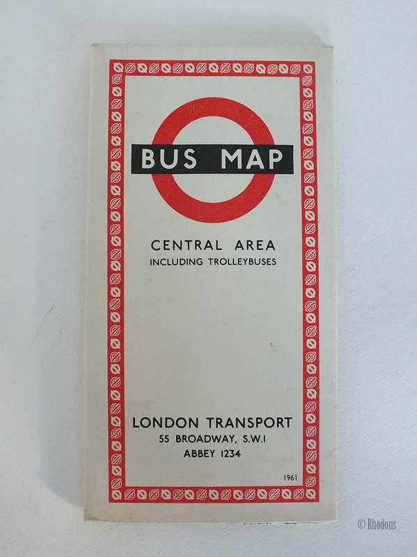 London Transport Bus Map, Central Area Including Trolleybuses, 1961, 661/1639E 250M.No3 