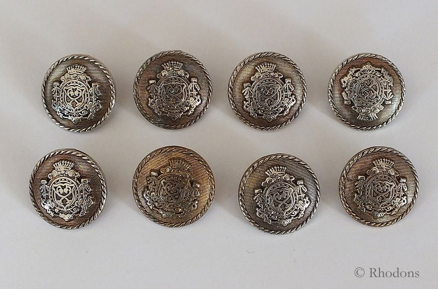 Buttons, Coat of Arms Metal Shanks (25mm) x8 