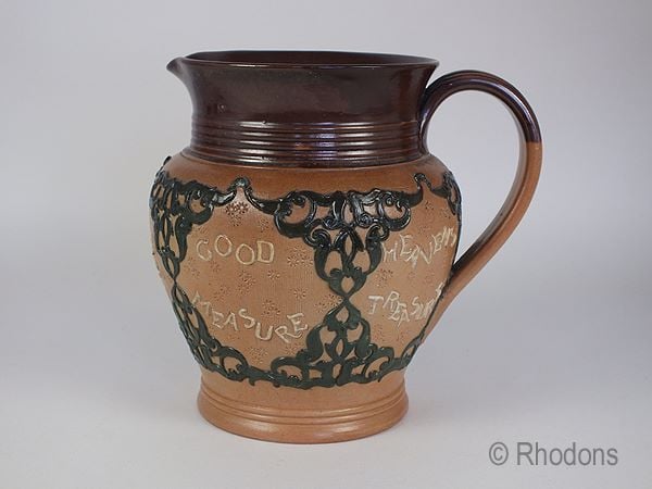 Doulton Lambeth Jug, 'Drink By Measure', Decorated by E Pheby (Restored)