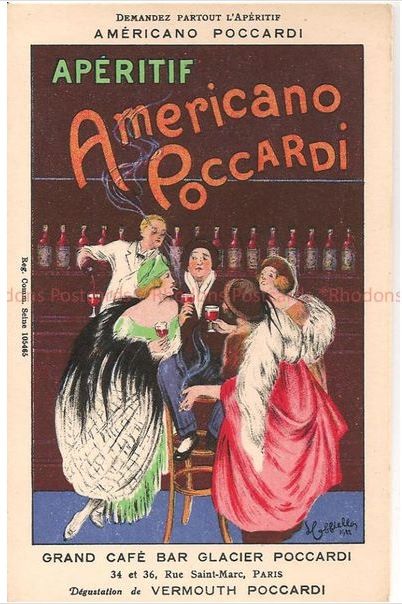 Vintage Advertising Postcard - Grand Cafe Bar Glacier Poccardi, Paris.