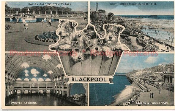 Greetings From Blackpool. 1960s Multiview Postcard (Dennis)