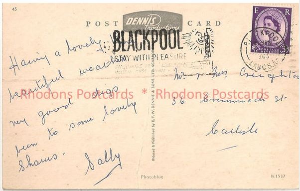Greetings From Blackpool. 1960s Multiview Postcard (Dennis)