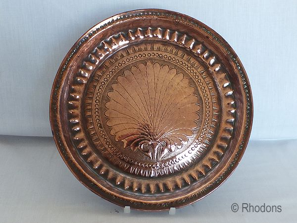 Antique Copper Plate, Hand Decorated