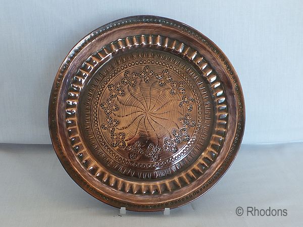 Antique Hand Decorated Copper Plate