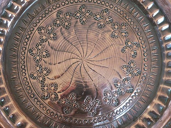 Antique Hand Decorated Copper Plate