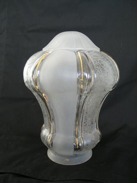 Art Nouveau Etched Glass Pendant Lampshade-Early 20th Century Vintage