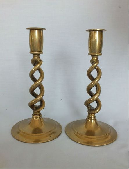 Open Barley Twist Brass Candlesticks
