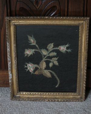 Georgian Antique Silkwork Floral Embroidery Panel - Circa 1800