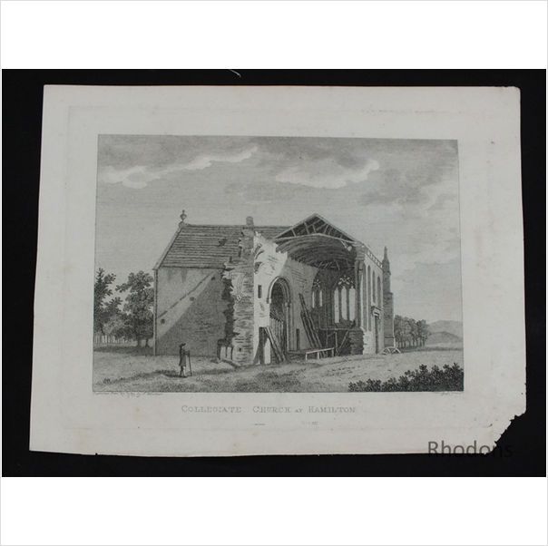 Hooper & Newton Antique Engraving, Collegiate Church At Hamilton Scotland 1789