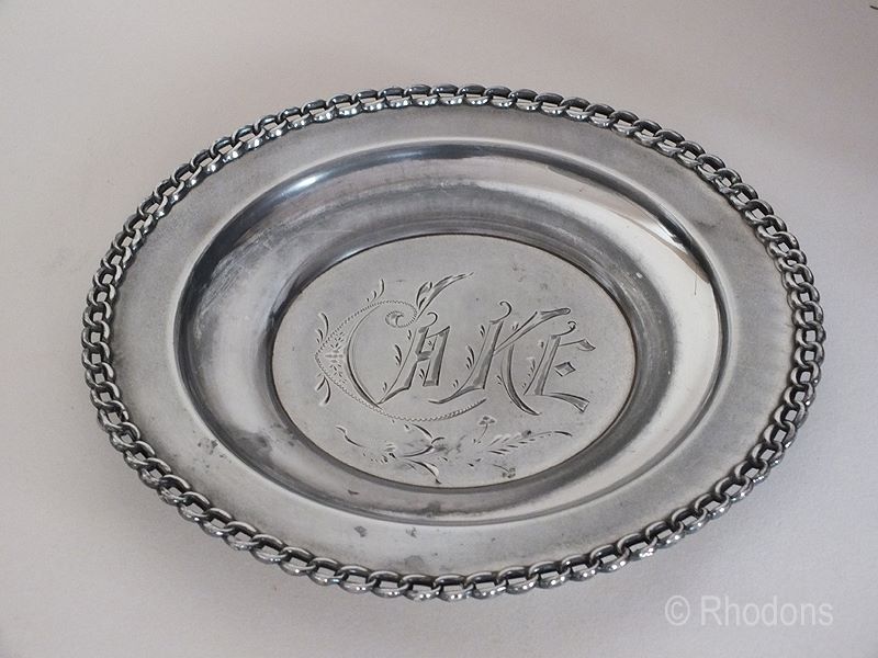 Victorian Cake Plate, Monarch Silver Co Toronto. Late 1800s / early 1900s