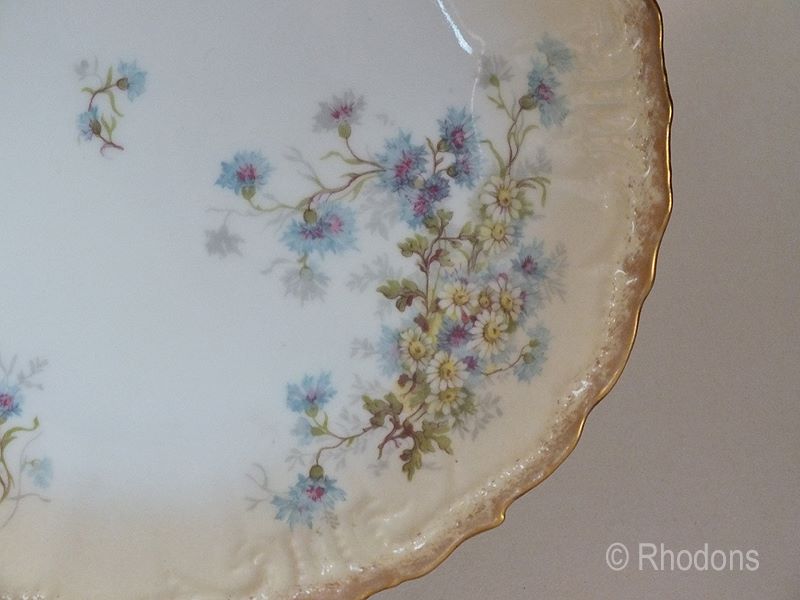 Antique Limoges Plate Blush Cornflower Design. Late 1800s, Early 1900s. (Ref:002)