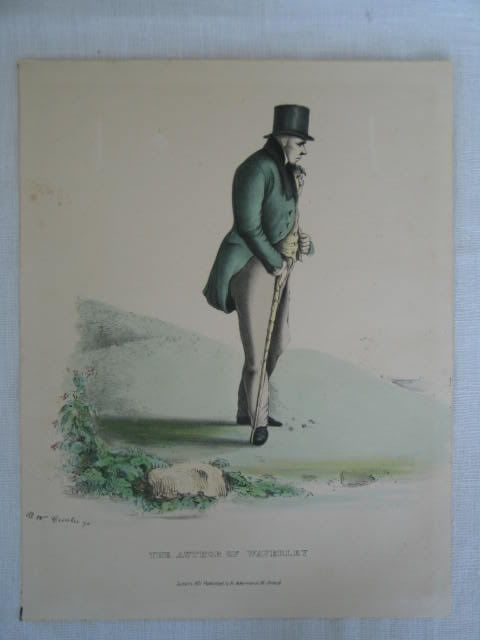 Sir Walter Scott The Author of Waverley-1831 Colour Tinted Ackermann Print 