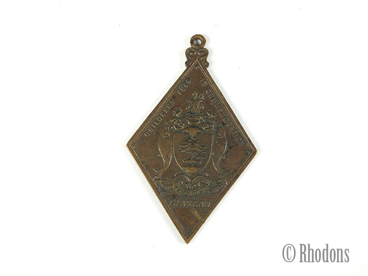 Queen Victoria Diamond Jubilee Commemorative Medal 1897 Glasgow Childrens Fete Souvenir Pendant Fob