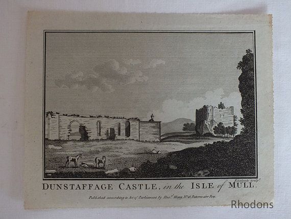 Dunstaffage Castle, Isle of Mull, Scotland-1786 Copper Engraving Print