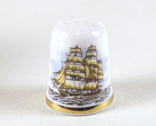 Caverswall Collectable China Thimble- Famous Ships Series-Cutty Sark-Boxed