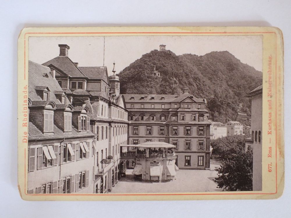 Die Rheinlande, Ems Kurhaus Und Kaiserwohne-19th Century German Cabinet Photo
