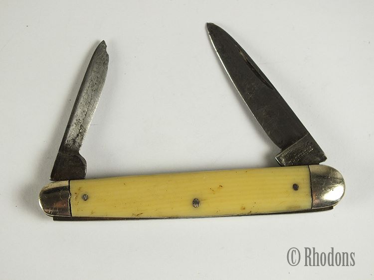 Walker & Co Sheffield Twin Blade Folding Pocket Knife With Ivorine Scales, Early 1900s
