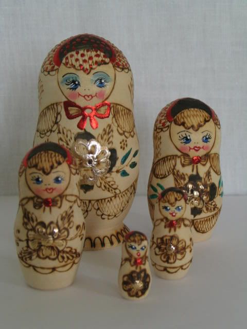 Russian Stacking Nesting Matryoshka Dolls, Set of 5