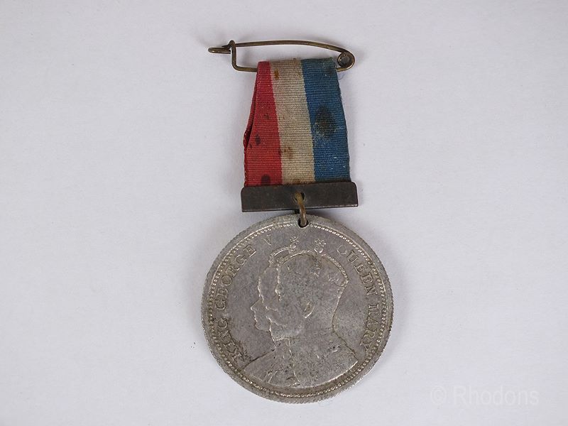 King George V and Queen Mary Coronation Aluminium Medal With Ribbon