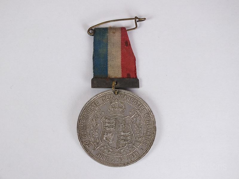 King George V and Queen Mary Coronation Aluminium Medal With Ribbon