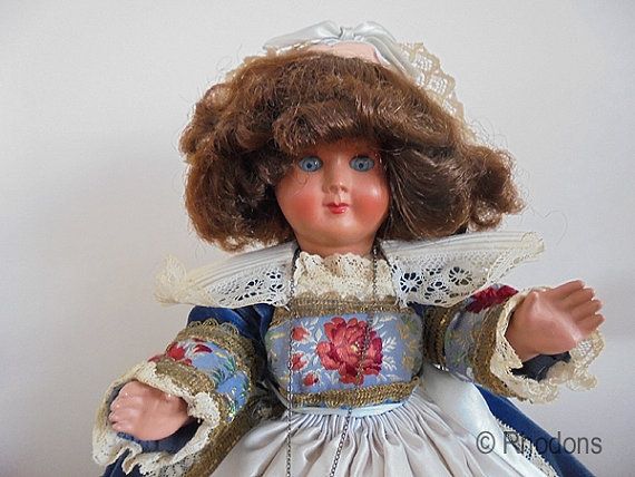 French Celluloid Costume Doll-Circa 1930s 1940s Vintage