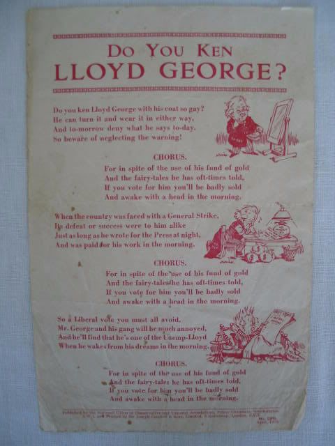 David Lloyd George 1920s Historical Political Fly Sheet: Do You Ken Lloyd George. Number 2915 