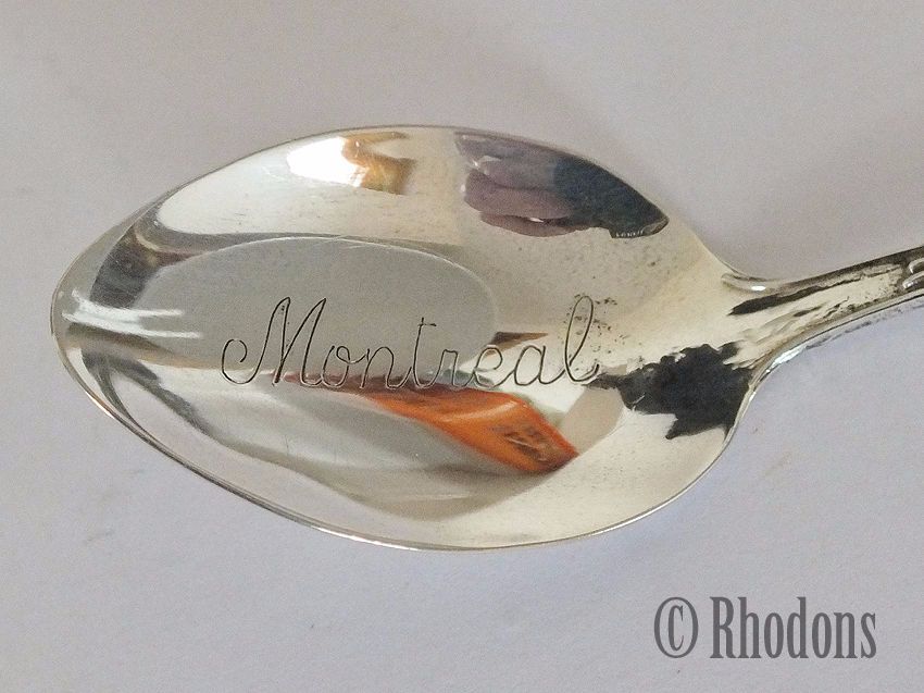 Souvenir Spoon-Montreal Canada-Sterling Silver and Enamels-Mid Century Vintage
