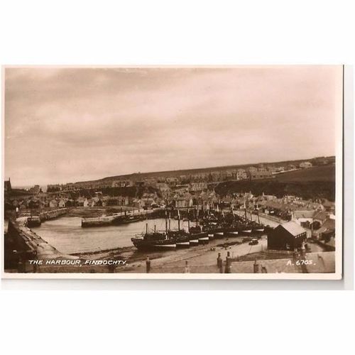 The Harbour, Fidochty, Scotland - 1950s RP Postcard
