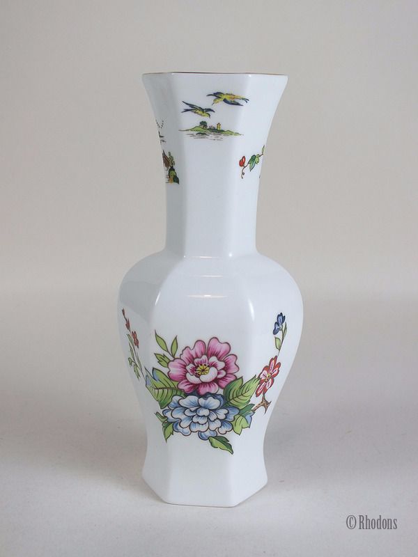 Crown Staffordshire Vase-Hexagonal Pagoda Pattern-Circa 1970s, 1980s