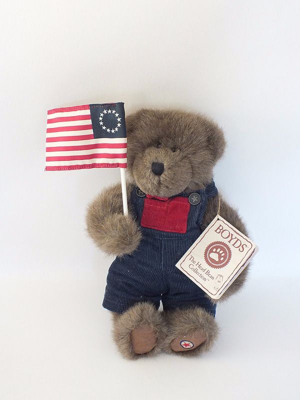Boyds Bears 'Ike Glorybear' Patriotic Plush Fabric Bear With American Flag - Collectors Bear