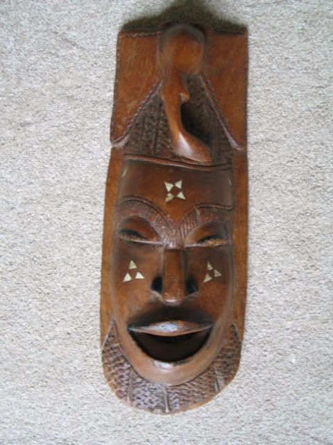 African Carved Elephant Tribal Face Mask- Wall Decoration