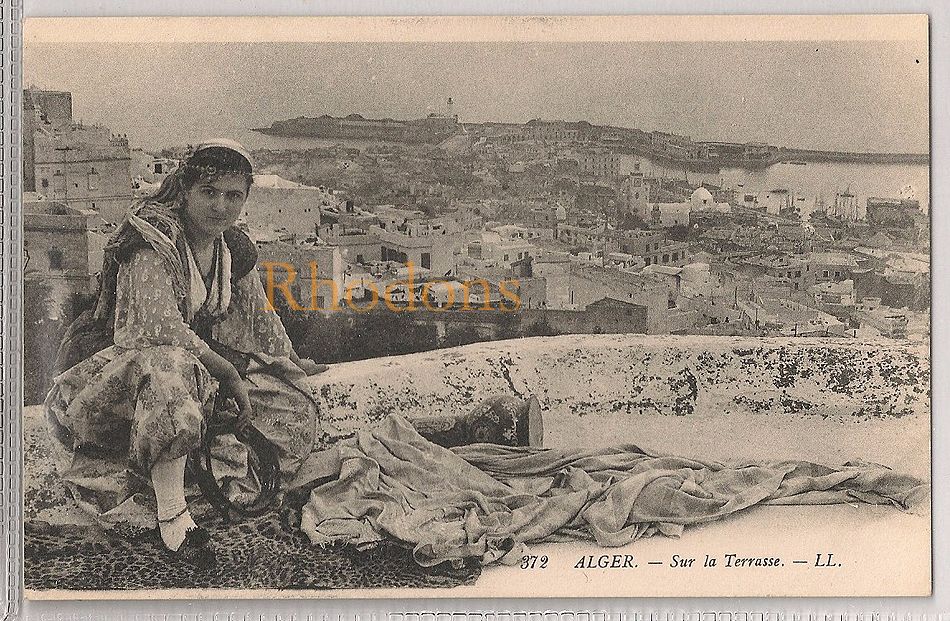 Sur La Terrasse, Algiers, Algeria - Early 1900s Postcard 