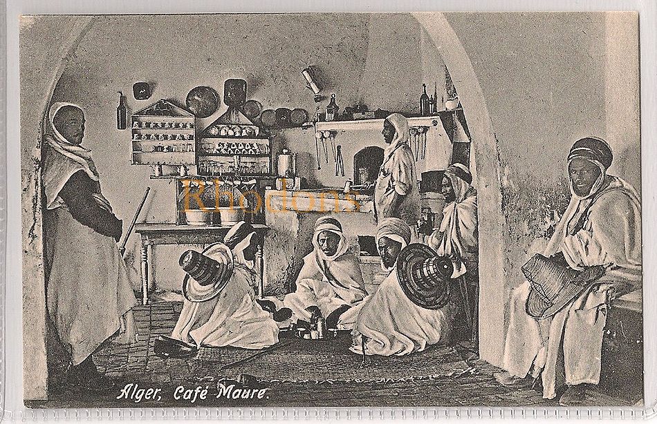 Cafe Maure, Algiers - Early 1900s Topographic Postcard 