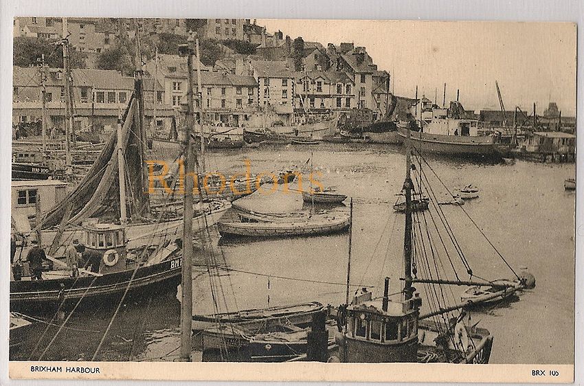 Brixham Harbour Devon Postcard Early / Mid 1900s View  (RESERVED)