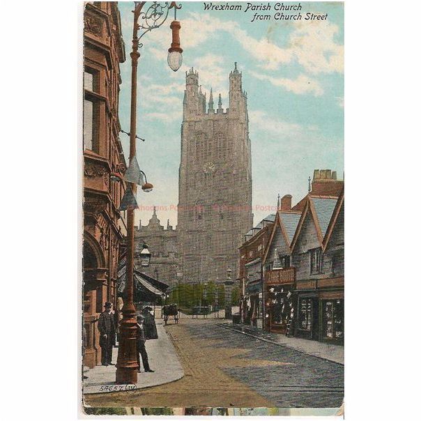 Parish Church Wrexham From Church Street Early 1900s Postcard 