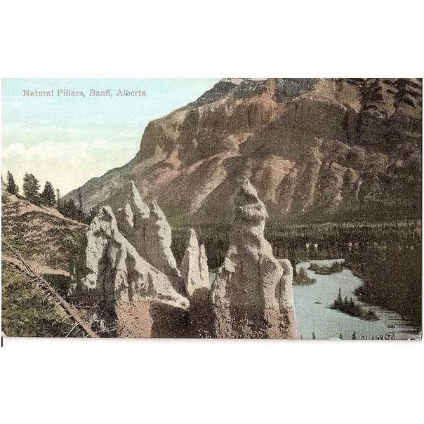 Natural Pillars View, Banff, Alberta, Canada. Early 1900s Postcard