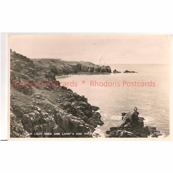  Irish Lady Rock And Lands End Point, Cornwall. Circa 1950s Postcard