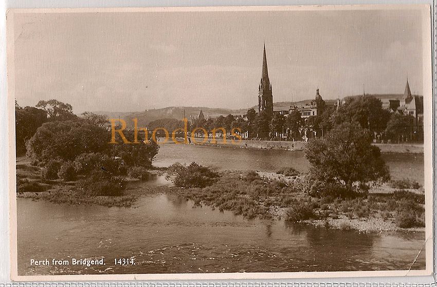 Perth Scotland - View From Bridgend c1940s Real Photo Postcard