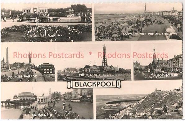 Lancashire: Blackpool, 1960s Multiview Real Photo Postcard