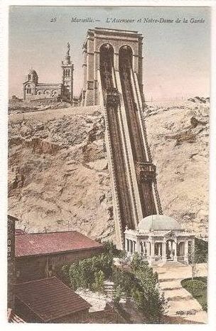 France: Marseille, L'Ascenseur et Notre Dame de la Garde. Early 1900s Postcard