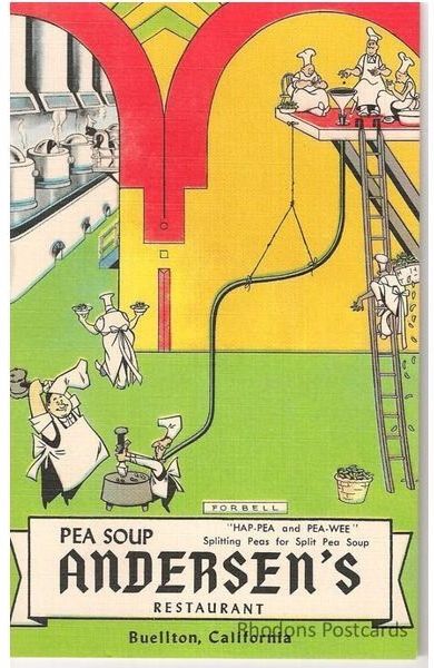 Andersen's Pea Soup Restaurant, Buellton, California, USA. Circa 1950/60s Advertising Postcard