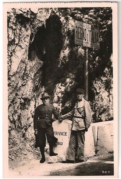 French and Italian Border Guards - 1930s Real Photo Postcard