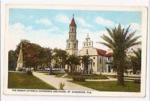 Roman Catholic Cathedral & Plaza-St Augustine, Florida. 